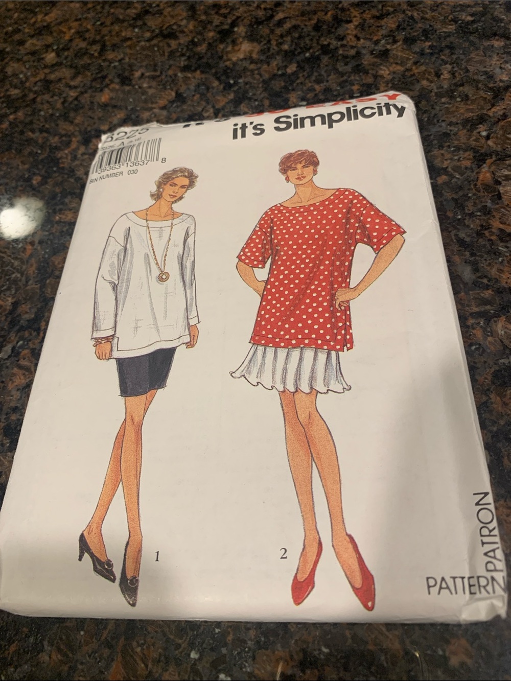 Simplicity Red Polka Dot and White Tunic Top + Skirts FACTORY FOLD